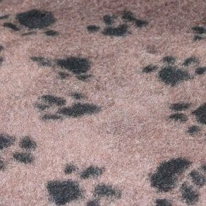 Luksus Vetbed hundetæppe, brunt med poter 100 x 150 cm