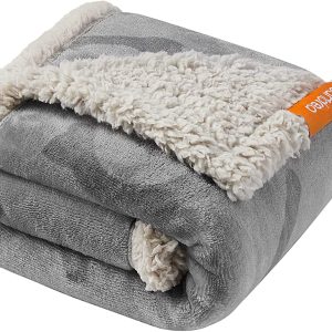Vandtæt hundetæppe, Sherpa Fleece tæppe til minihunde, 73 x 63 cm, grå